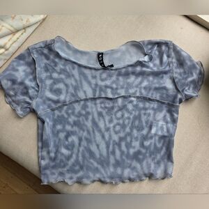 ♥️Motel Mesh Gray Animal Print Crop Top Size Small